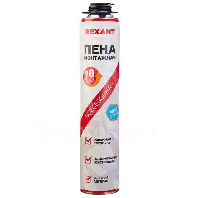 Пена монтажная всесезонная для пистолета 70+ PRO 980г Rexant 89-0911