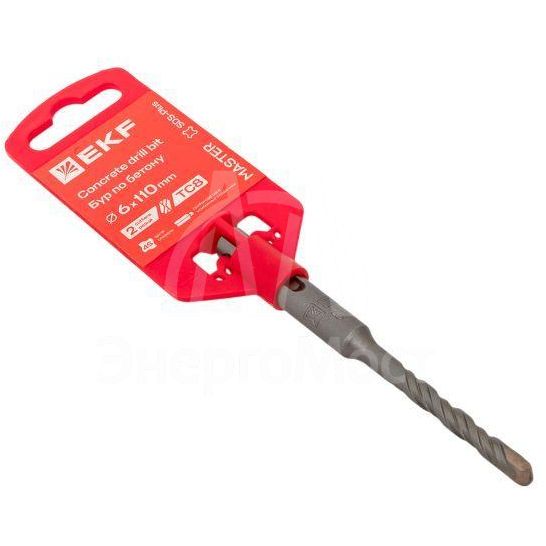 Бур по бетону SDS-plus 6х110мм 2 резца 4S спираль Master EKF db-6-110-2x4