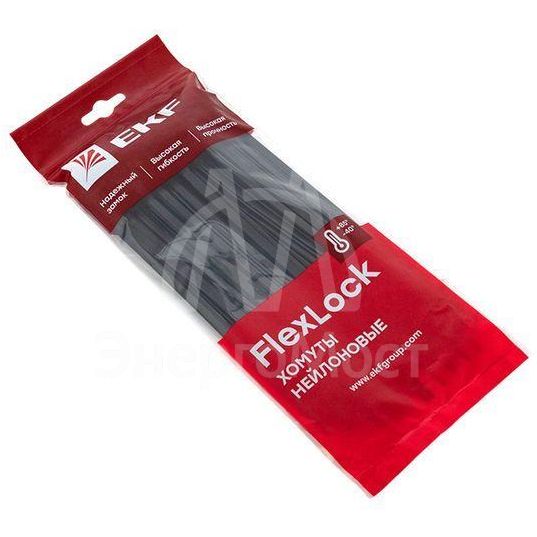 Хомут P6.6 4.8х200 FlexLock стандартный черн. (уп.100шт) PROxima EKF plc-fl-ctsb-4.8x200