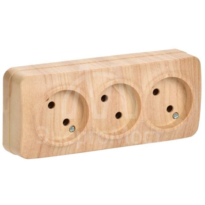 Розетка 3-м ОП GLORY РС23-2-ХС 10А без заземл. сосна IEK ERH30-K34-10