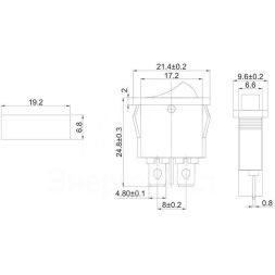 Выключатель клавишный 250В 6А (2с) ON-OFF черн. Mini (RWB-103; SC-766; MRS-101-5) Rexant 36-2050