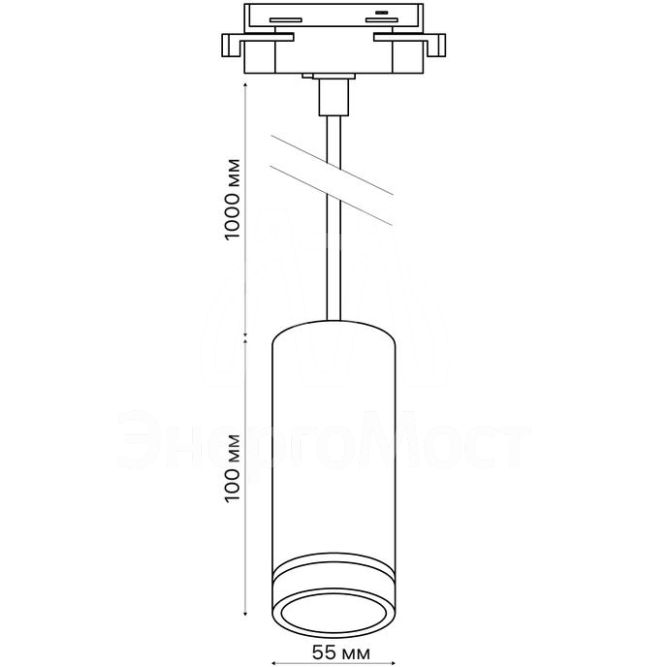 Светильник трековый подвес ARTLINE 55х55х100мм GU10 230В алюм./пластик. 2.6кв.м бел. Ritter 59929 0
