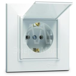 Розетка с/з и крышкой (Керамика) СП Karea 16А IP20 бел. Makel 56001009