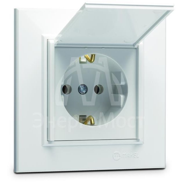 Розетка с/з и крышкой (Керамика) СП Karea 16А IP20 бел. Makel 56001009