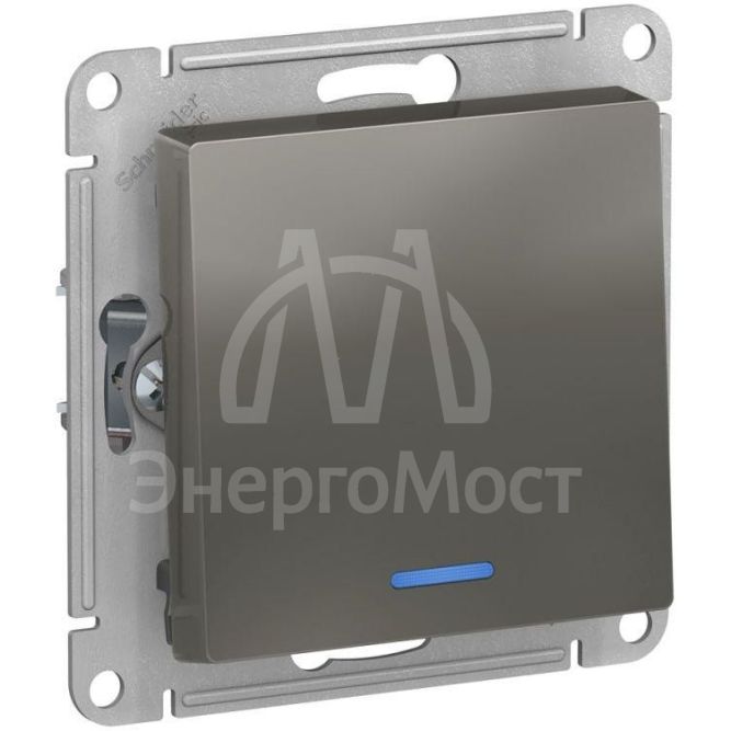 Механизм выключателя 1-кл. СП AtlasDesign 10А IP20 (сх. 1а) 10AX с подсветкой сталь SchE ATN000913