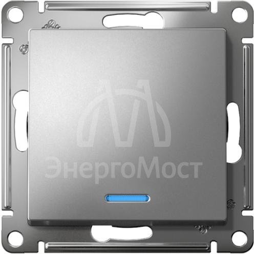 Механизм выключателя 1-кл. СП AtlasDesign 10А IP20 (сх. 1а) 10AX с подсветкой сталь SchE ATN000913
