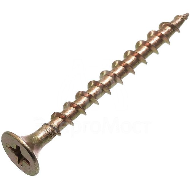 Саморез гипрок-дерево 3.5х55 потай крупн. резьба желт. цинк (уп.200шт) коробка СТРОЙМЕТИЗ 20100958