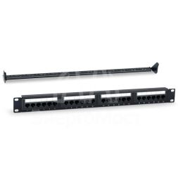 Патч-панель 19дюйм (1U) WR-PL-24-C5E-D 24 порта RJ-45 кат. 5e Dual IDC с задним кабельным организатором черн. WRline 505208