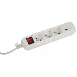 Удлинитель 3х1.5м с заземл. 10А +1xUSBA+1xUSBC с выкл. UB-3es-1.5m-USB Эра Б0052897
