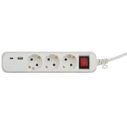 Удлинитель 3х1.5м с заземл. 10А +1xUSBA+1xUSBC с выкл. UB-3es-1.5m-USB Эра Б0052897