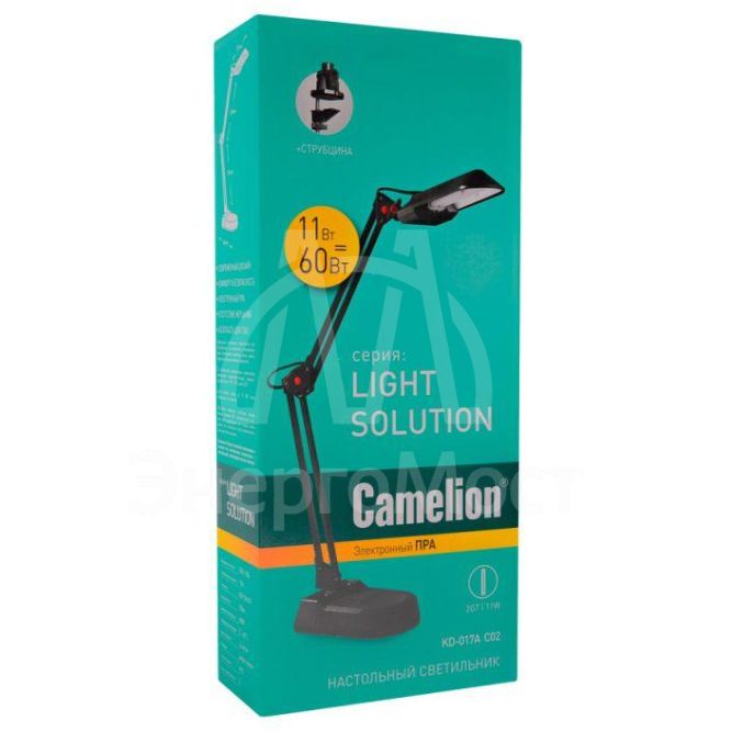 Светильник KD-017A настол. база + струбцина 230В 11Вт КЛЛ 2G7 черн. Camelion 3276