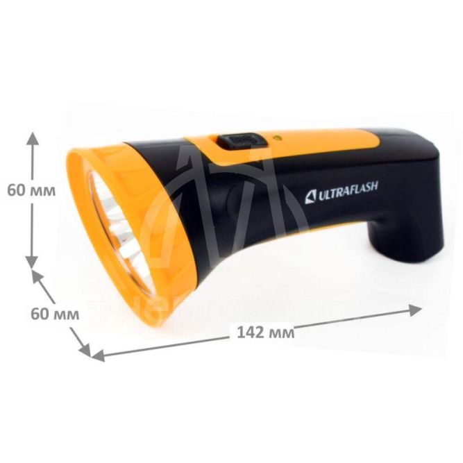 Фонарь LED 3804M (аккум. 220В черн./желт. 4 LED SLA пласт. коробка) Ultraflash 12867