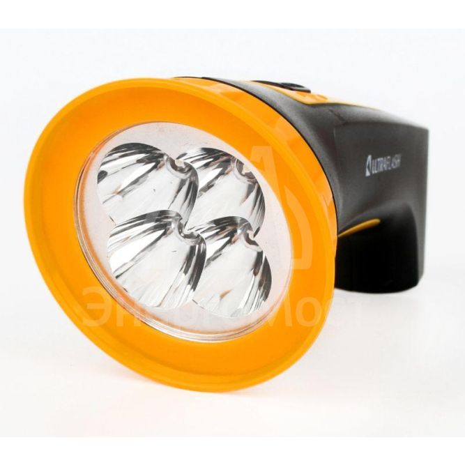 Фонарь LED 3804M (аккум. 220В черн./желт. 4 LED SLA пласт. коробка) Ultraflash 12867