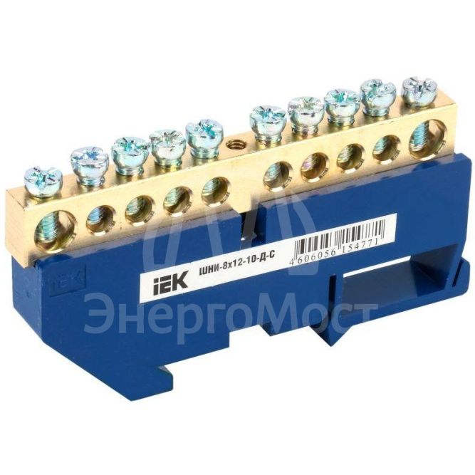 Шина нулевая на DIN-изол. ШНИ-8х12-10-Д-С IEK YNN10-812-10D-K07