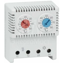 Термостат сдвоенный диапазон темп. для NC контакта: 10-50градС; для NO: 20-80град.C DKC R5THRV13