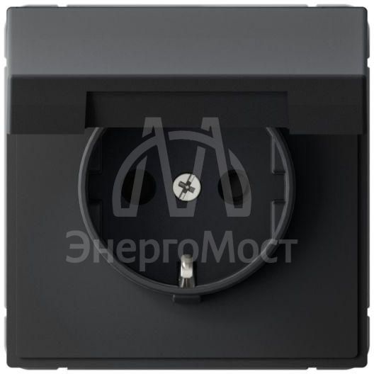 Розетка ArtGallery 16А IP20 с заземл. со шторками с крышкой быстрозажим. клем. механизм карбон SE GAL001046S