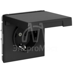 Розетка ArtGallery 16А IP20 с заземл. со шторками с крышкой быстрозажим. клем. механизм карбон SE GAL001046S