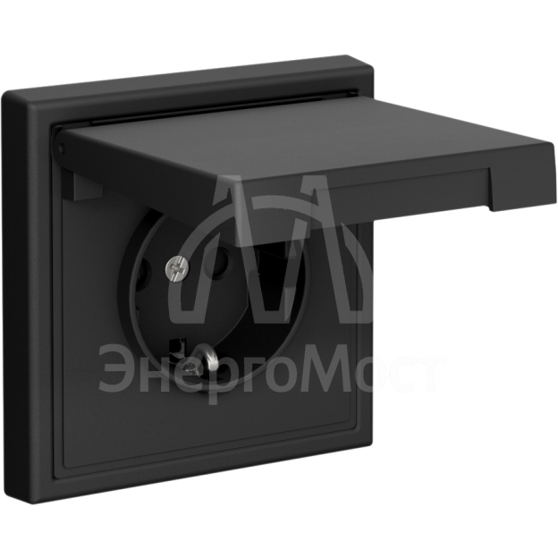 Розетка ArtGallery 16А IP20 с заземл. со шторками с крышкой быстрозажим. клем. механизм карбон SE GAL001046S