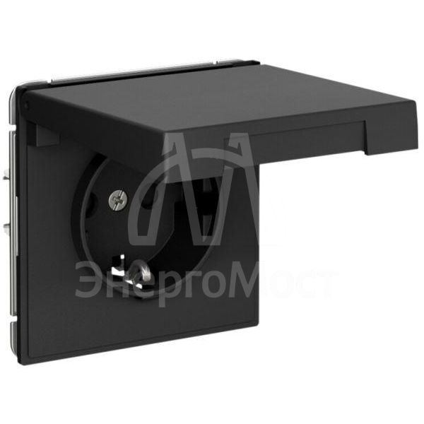 Розетка ArtGallery 16А IP20 с заземл. со шторками с крышкой быстрозажим. клем. механизм карбон SE GAL001046S