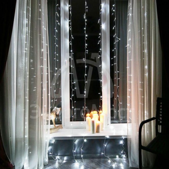 Гирлянда &amp;quot;Светодиодный дождь&amp;quot; 2х3м бел. свечение с динамикой 230В провод прозр. Neon-Night 235-065