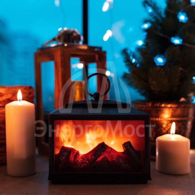 Камин светодиодный декоративный &amp;quot;Сканди&amp;quot; с эффектом живого огня 18х9х16см батарейки 3хС (не в комплекте) NEON-NIGHT 511-033
