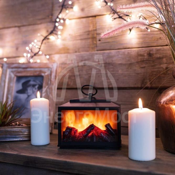 Камин светодиодный декоративный &amp;quot;Сканди&amp;quot; с эффектом живого огня 18х9х16см батарейки 3хС (не в комплекте) NEON-NIGHT 511-033