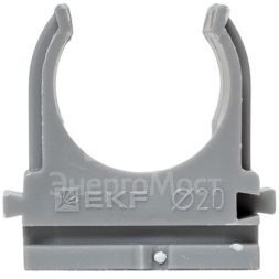 Держатель для труб (клипса) для ручного монтажа d20мм сер. Plast (уп.10шт) EKF derj-z-20sn-r