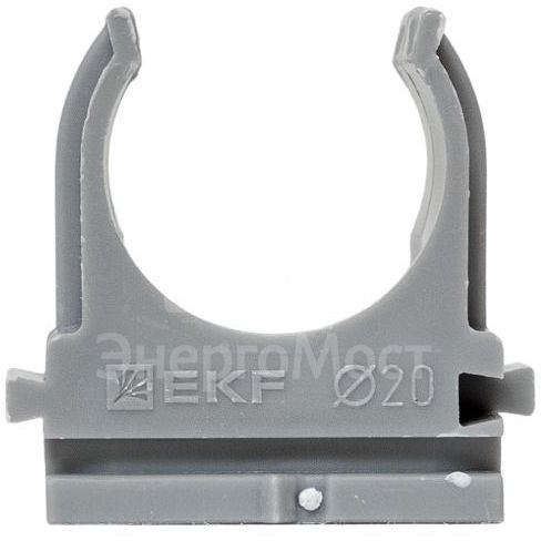 Держатель для труб (клипса) для ручного монтажа d20мм сер. Plast (уп.10шт) EKF derj-z-20sn-r