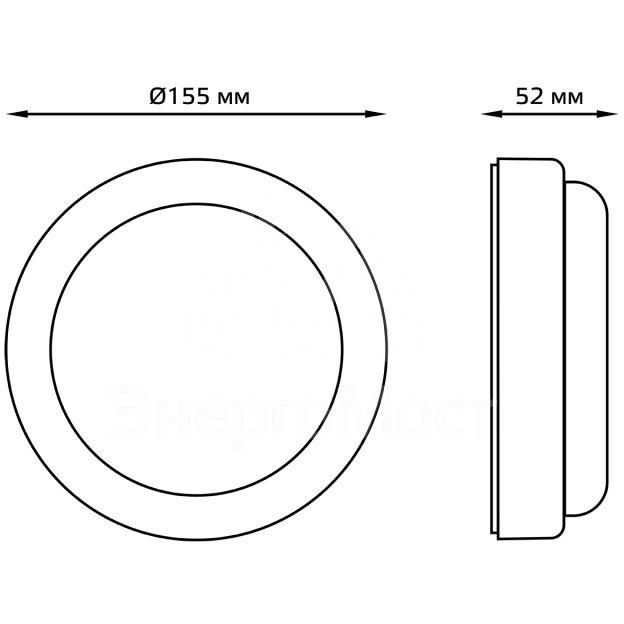 Светильник светодиодный Elementary 15Вт 6500К IP65 1200лм d160х53мм ДБП круг настенно-потолочный GAUSS 126411315
