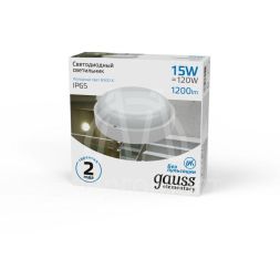 Светильник светодиодный Elementary 15Вт 6500К IP65 1200лм d160х53мм ДБП круг настенно-потолочный GAUSS 126411315