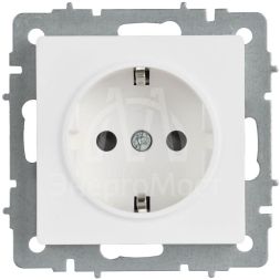 Розетка BRITE РС14-1-0-БрАБ 16А с заземл. защ. шторки механизм арктич. бел. IEK BR-R14-16-K91