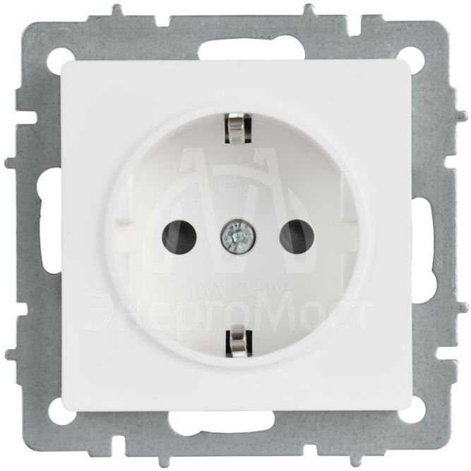 Розетка BRITE РС14-1-0-БрАБ 16А с заземл. защ. шторки механизм арктич. бел. IEK BR-R14-16-K91