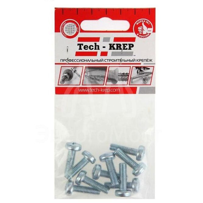 Винт М6х20 с полукруглой головкой цинк. DIN 7985 (уп.10шт) пакет Tech-Krep 103021