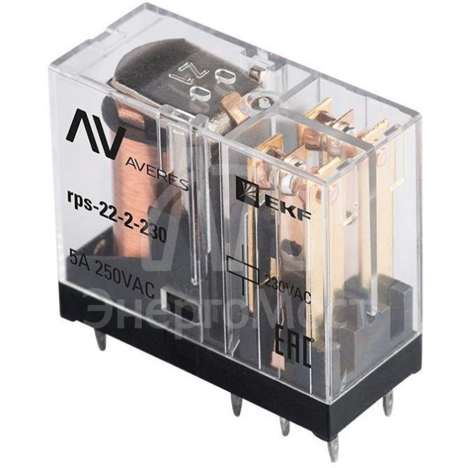 Реле промежуточное РП slim 22/2 5А 230В AC AVERES EKF rps-22-2-230