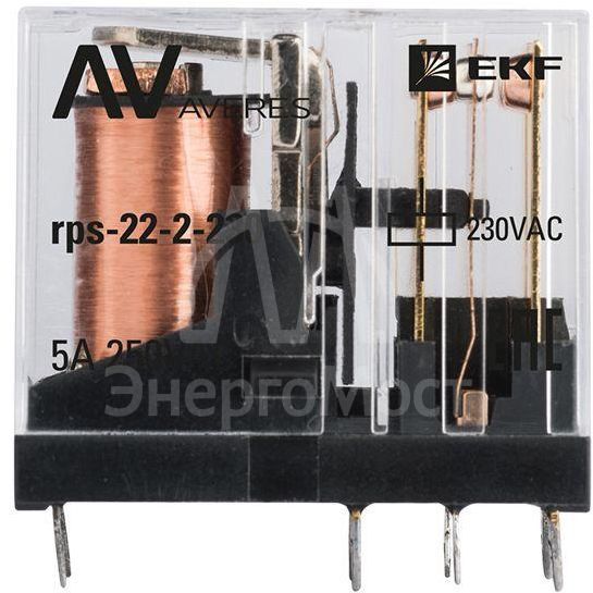 Реле промежуточное РП slim 22/2 5А 230В AC AVERES EKF rps-22-2-230