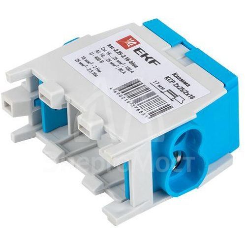 Клемма распределительная КСР с двойным винтом 2х25/2х16 син. PROxima EKF ksr-2.25-2.16-blue