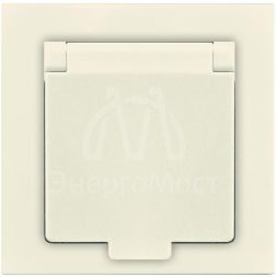 Розетка 1-м СП Афина 16А IP20 с заземл. с крышкой в сборе сл. кость (ivory) Universal A0029-I