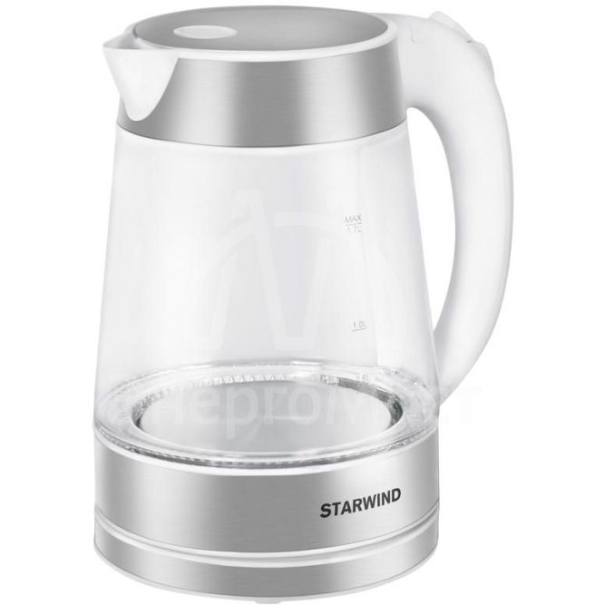 Чайник SKG2011 1.7л. 2200Вт (стекло)бел./серебр. STARWIND 1396680