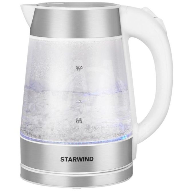 Чайник SKG2011 1.7л. 2200Вт (стекло)бел./серебр. STARWIND 1396680