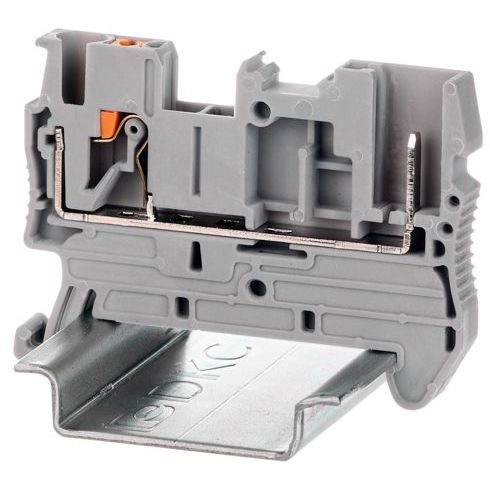 Клемма проходная под вставной штекер зажим push-in 2 точки подключения 2.5кв.мм сер. DKC VPR-2.5-1P