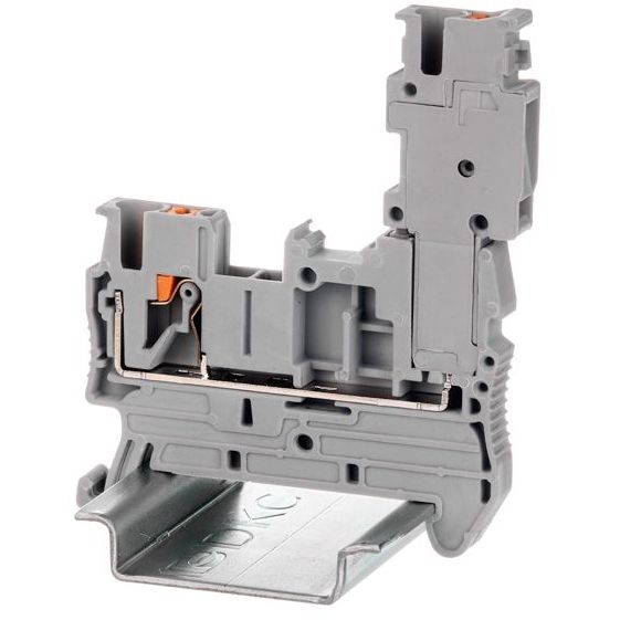 Клемма проходная под вставной штекер зажим push-in 2 точки подключения 2.5кв.мм сер. DKC VPR-2.5-1P