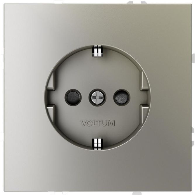 Розетка 1-м СП S70 16А с заземл. защ. шторки механизм шелк Voltum VLS040204