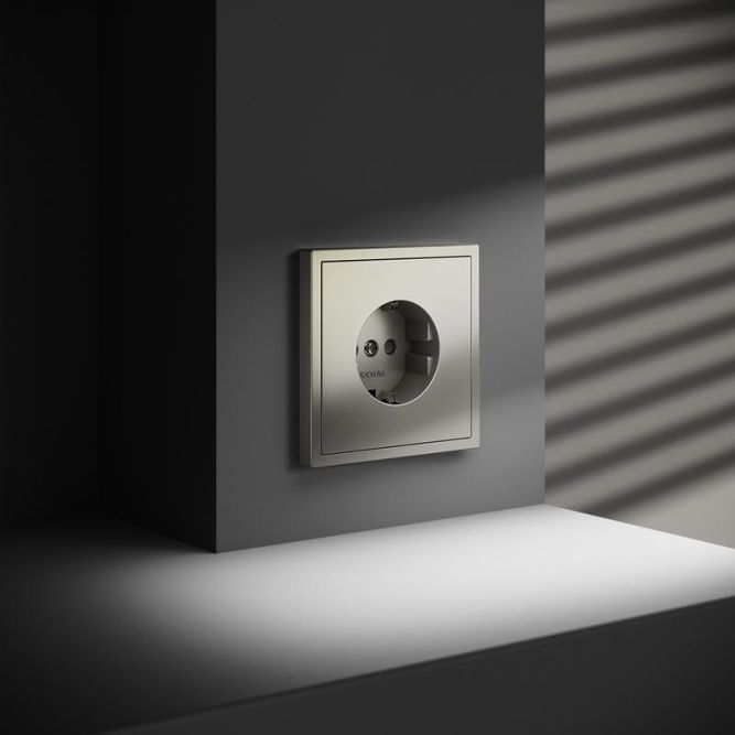 Розетка 1-м СП S70 16А с заземл. защ. шторки механизм шелк Voltum VLS040204