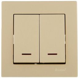 Выключатель двойной с подсветкой VESNA зол. LEZARD 742-3688-112