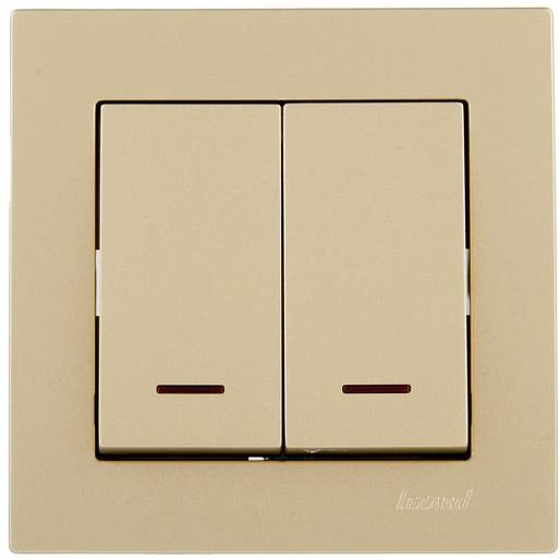 Выключатель двойной с подсветкой VESNA зол. LEZARD 742-3688-112