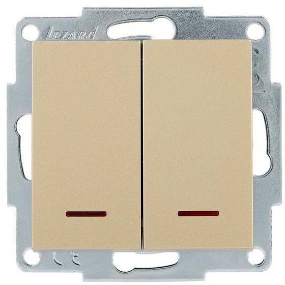 Выключатель двойной с подсветкой VESNA зол. LEZARD 742-3688-112