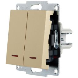 Выключатель двойной с подсветкой VESNA зол. LEZARD 742-3688-112