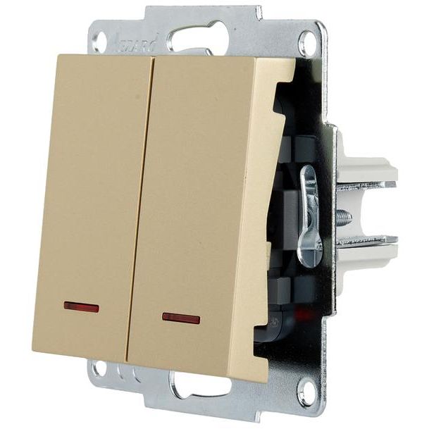 Выключатель двойной с подсветкой VESNA зол. LEZARD 742-3688-112