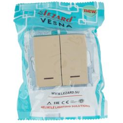 Выключатель двойной с подсветкой VESNA зол. LEZARD 742-3688-112