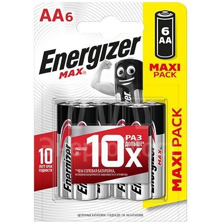 Элемент питания алкалиновый MAX LR6/316 BL6 (6/72) (блист.6шт) Energizer E301533801